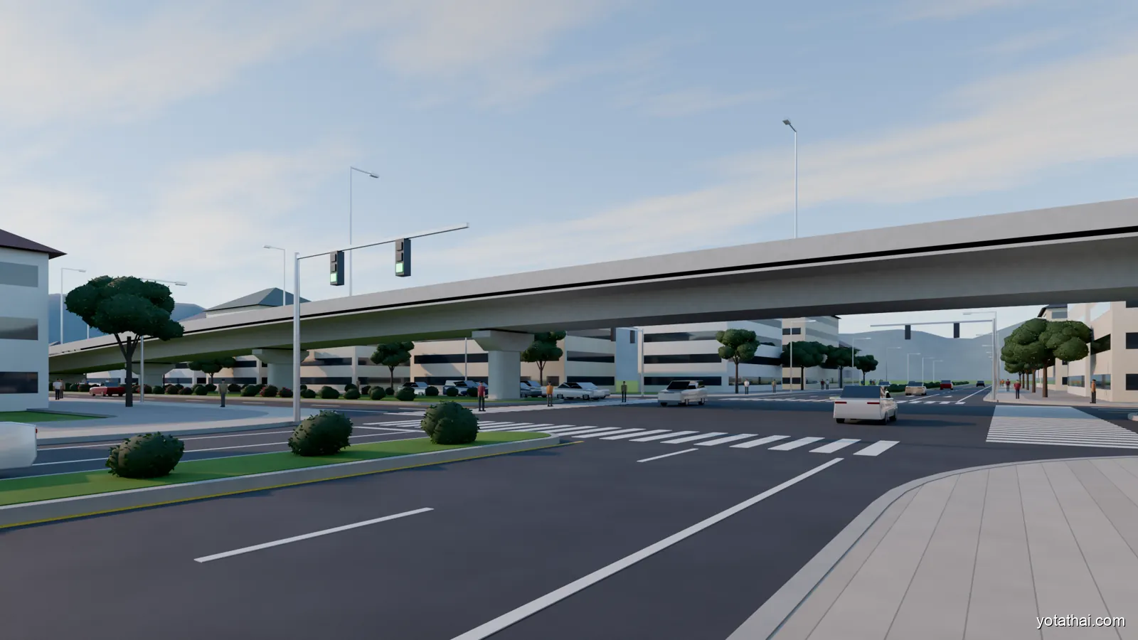 ทางยกระดับข้ามแยก มุมระดับถนน